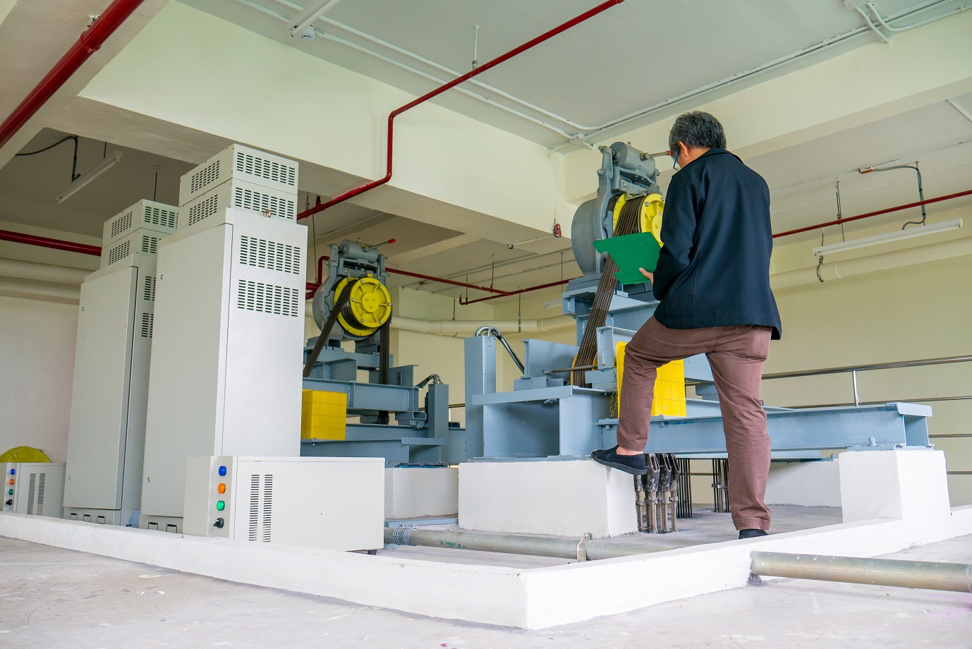 Engineer check elevator system